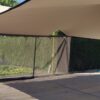 Stretch tent zijzeil mesh Taupe kleur 2.75x2.60 mtr